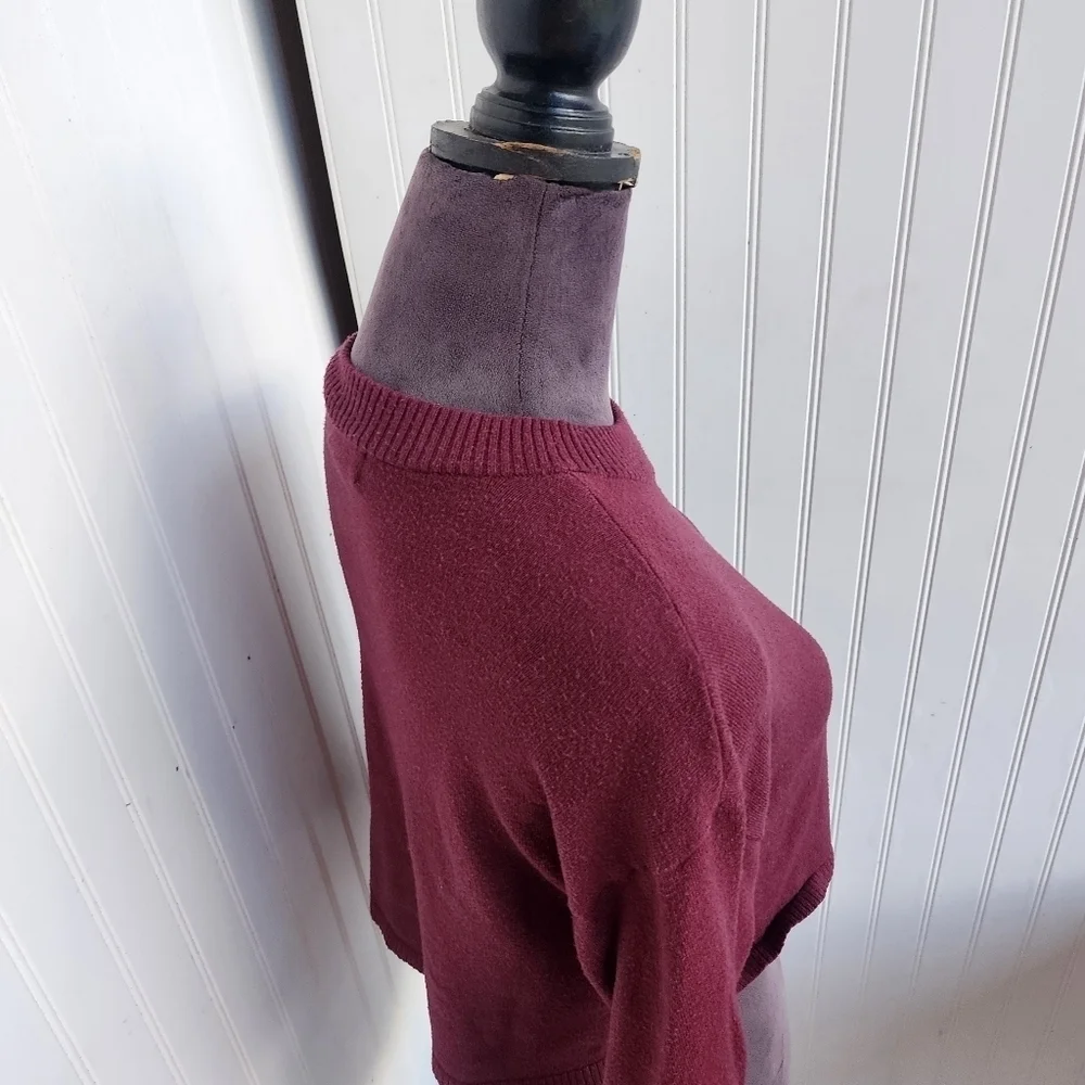 Free Assembly Kids Girls Burgundy Pullover Sweater Crop Top Long Sleeve M (7/8)